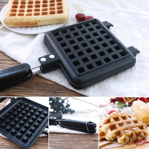 1 pcs Waffle Mold Aluminum+Teflon Waffle Maker coating Stove Waffle DIY Muffins Mould Bakeware Machine Kitchen Tool